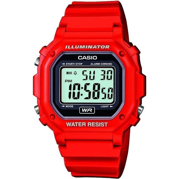 Casio Men's F-108WHC-4ACF Classic Red Stainless Steel Water resistant Watch - Picture 1 of 1